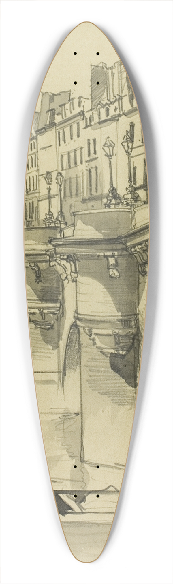 Donald Shaw MacLaughlan - View of the Pont Neuf 39.3 inch art pintail longboard deck