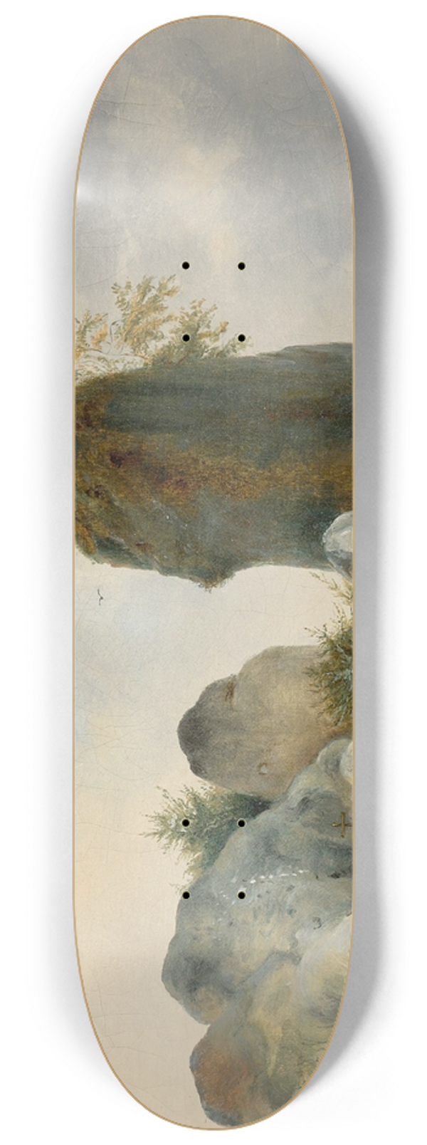 Carl Blechen - A Rocky Landscape with a Hermit 8.25 inch art skate deck