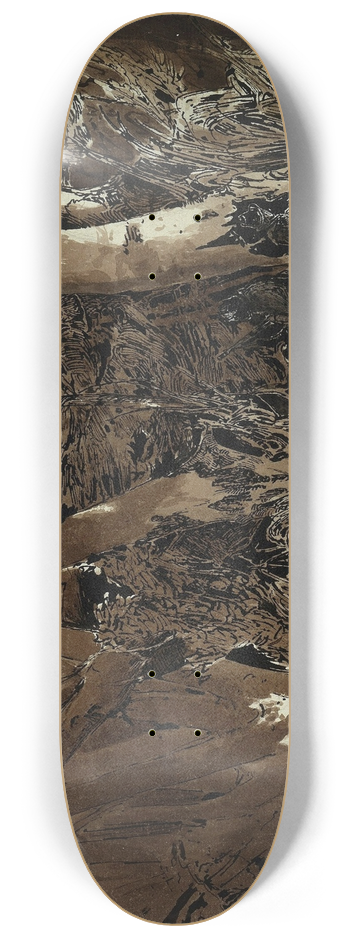 Carl Blechen - Forest landscape with flowing water and two hunters 8.25 inch art skate deck