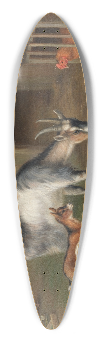 Edgar Hunt - Goats and chickens in a farmyard 39.3 inch art pintail longboard deck