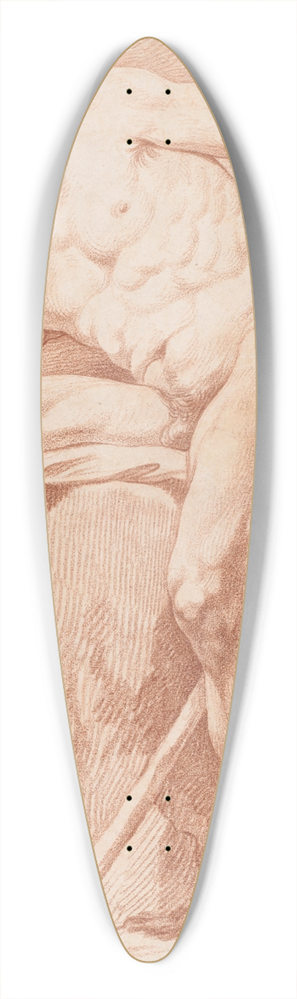Edm Bouchardon - Academy of a Seated Nude Holding a Staff 39.3 inch art pintail longboard deck