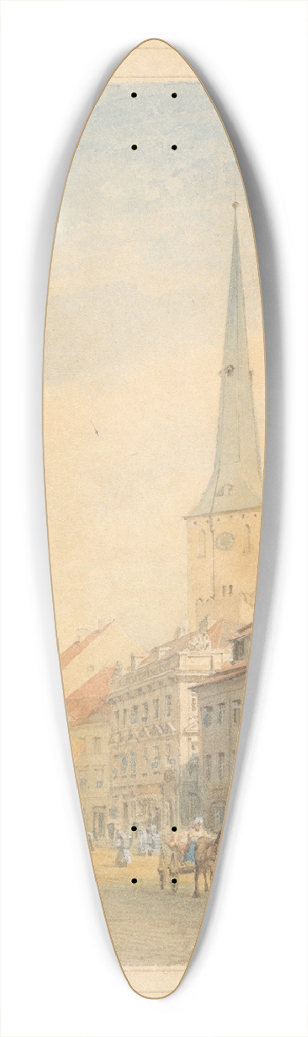 Eduard Gaertner - View of Berlin with the Ephraim Palais at Left 39.3 inch art pintail longboard deck