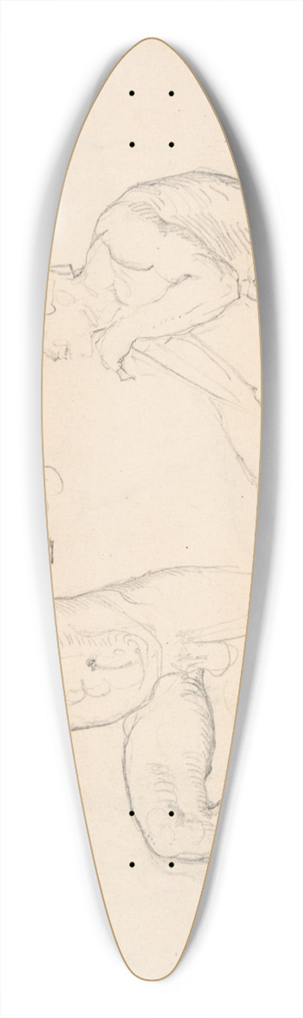 Eduard Julius Friedrich Bendemann - Studies of Men 39.3 inch art pintail longboard deck
