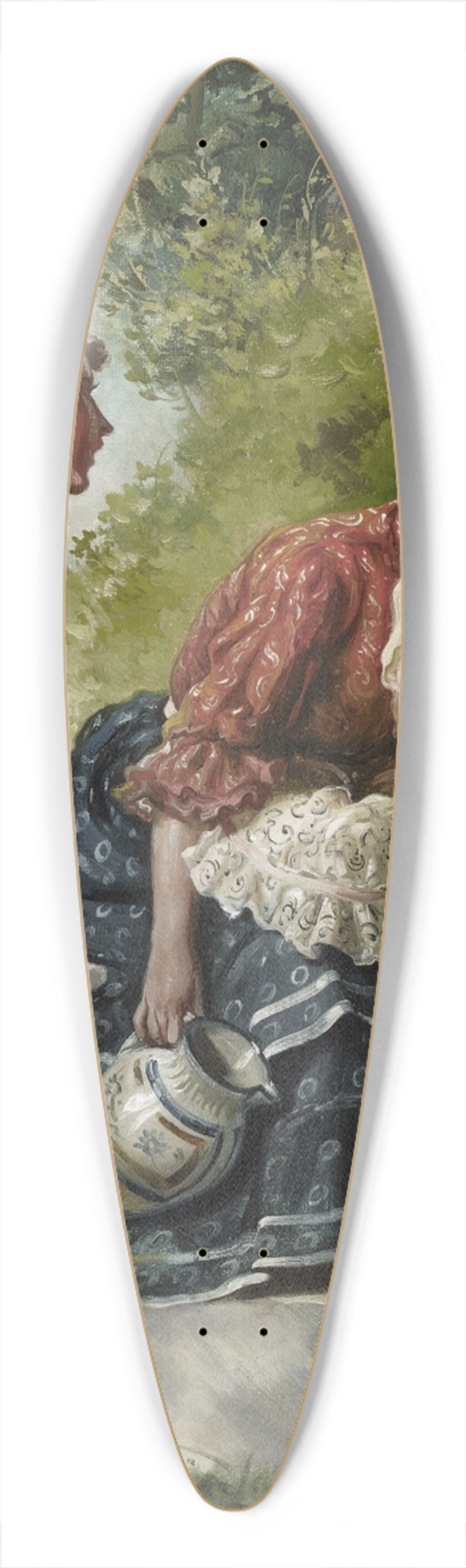 Eduardo Snchez Sol - Courting Couple at the Fountain 39.3 inch art pintail longboard deck