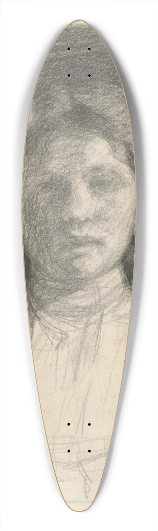 Eduard Putra - Study of Female Head 39.3 inch art pintail longboard deck