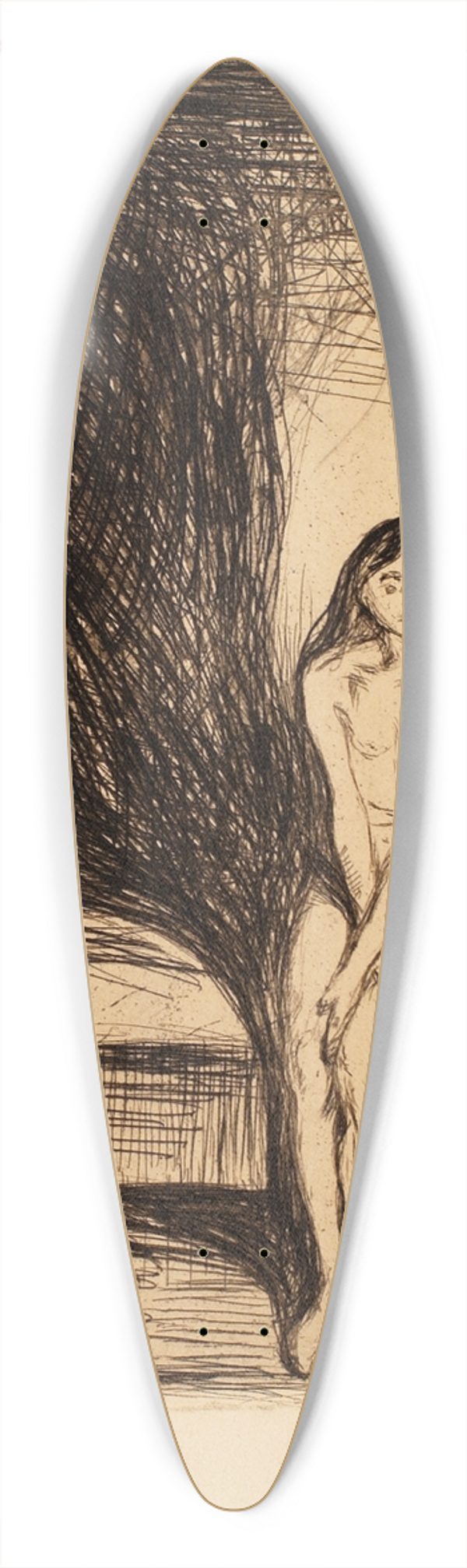 Edvard Munch - At Night (Puberty) 39.3 inch art pintail longboard deck