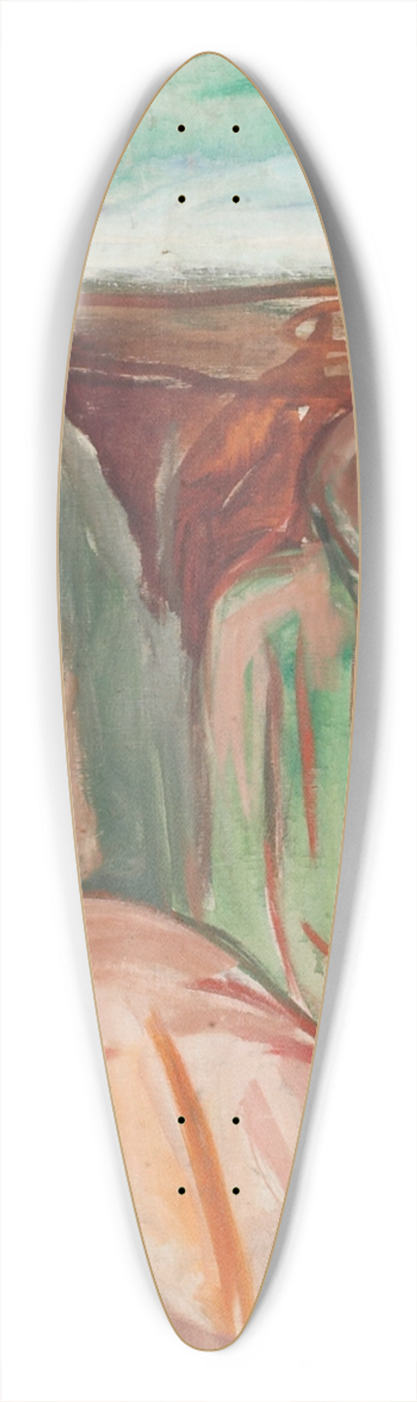 Edvard Munch - The Storm; Right Middle Part 39.3 inch art pintail longboard deck