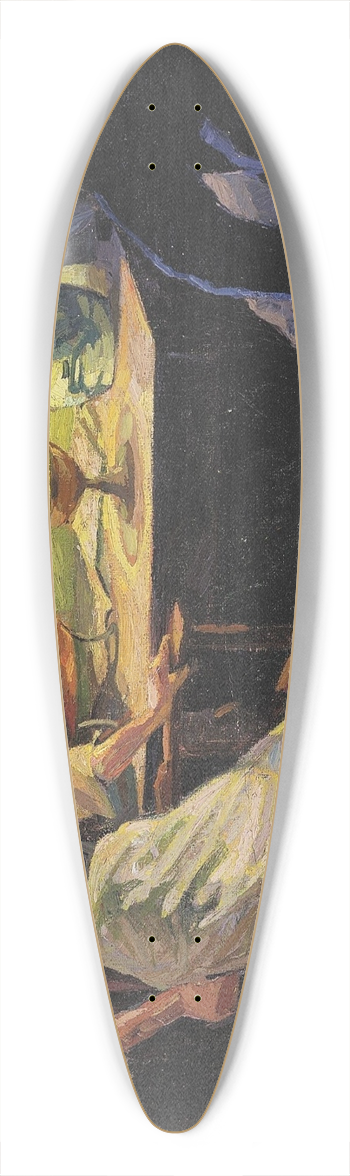 Edvard Weie - Interir med lampelys og to figurer 39.3 inch art pintail longboard deck
