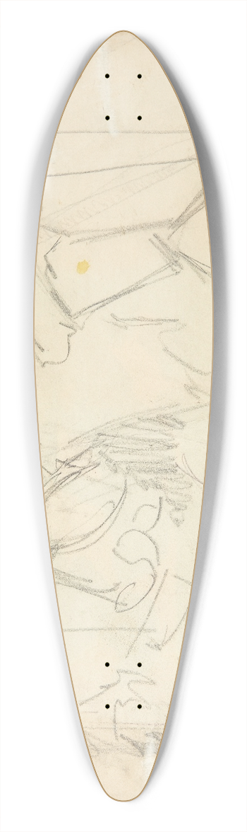 Edvard Weie - Udkast til et landskab, tre dansende figurer antydet 39.3 inch art pintail longboard deck