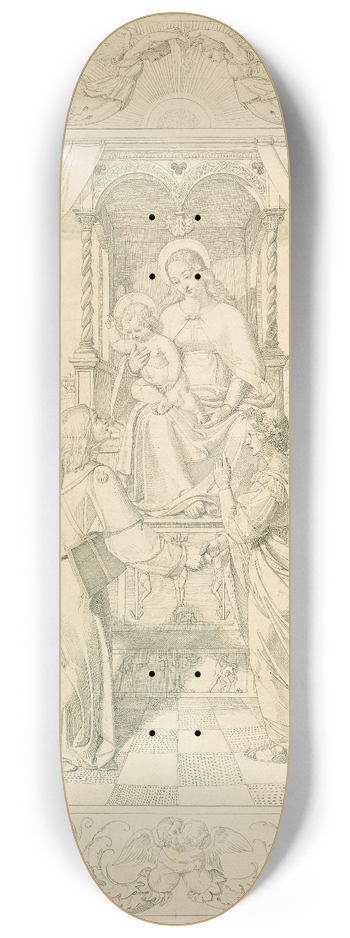 Carl Christian Vogel von Vogelstein - Ein Knstler wird durch die Kunst der Religion zugefhrt 8.25 inch art skate deck