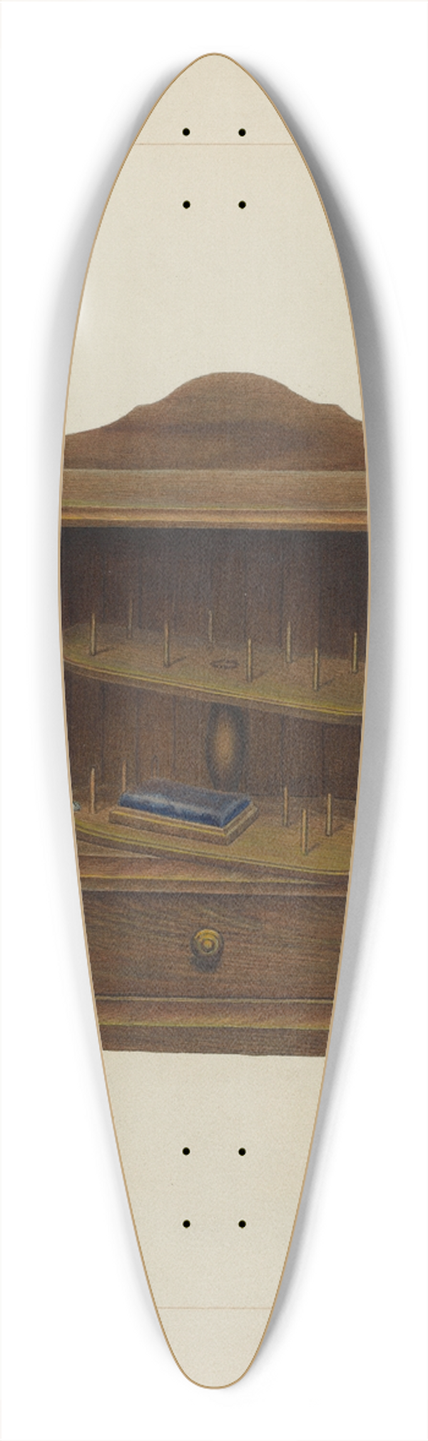 Edward L. Loper - Walnut Spool Cabinet 39.3 inch art pintail longboard deck