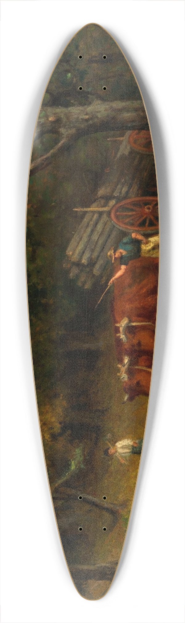Edward Mitchell Bannister - Untitled (boy and man with oxen) 39.3 inch art pintail longboard deck