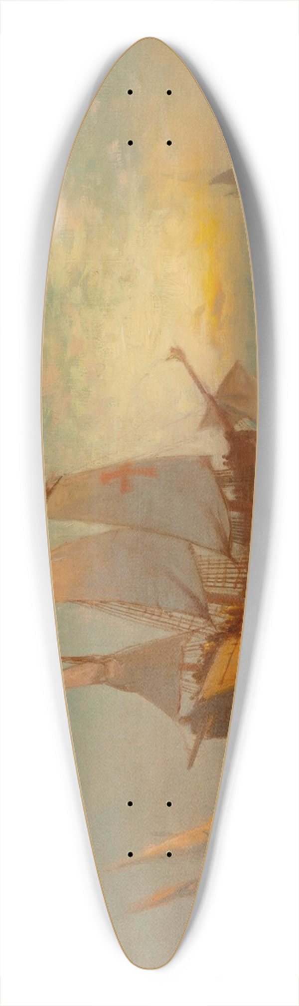 Edward Moran - Galleon at Sunset 39.3 inch art pintail longboard deck
