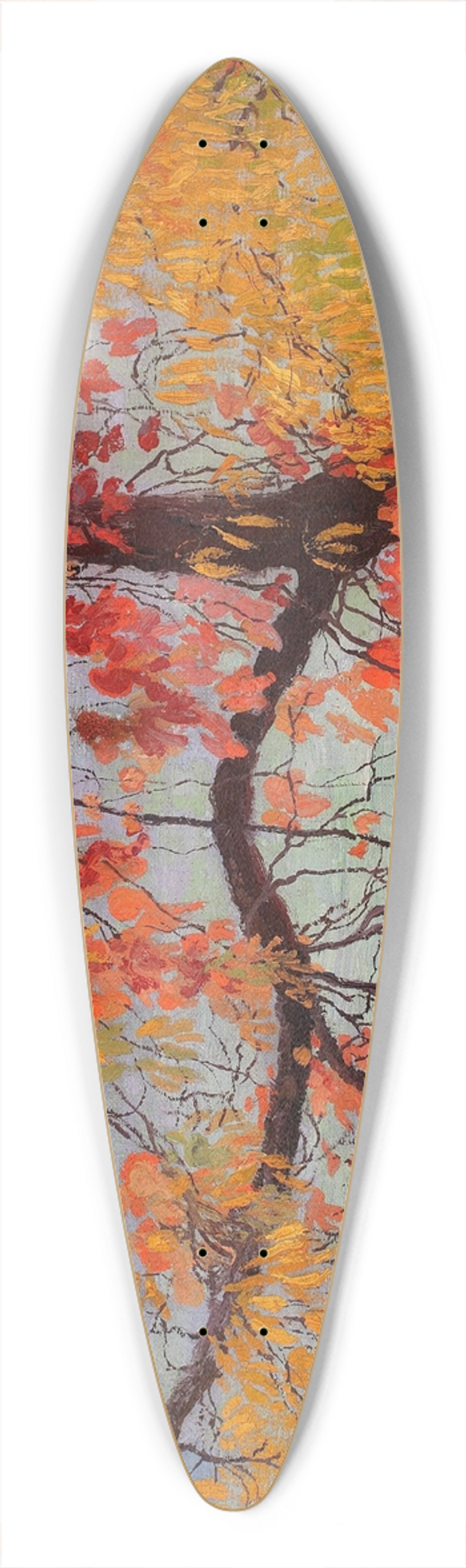 Edward Oku - Autumn leaves 39.3 inch art pintail longboard deck