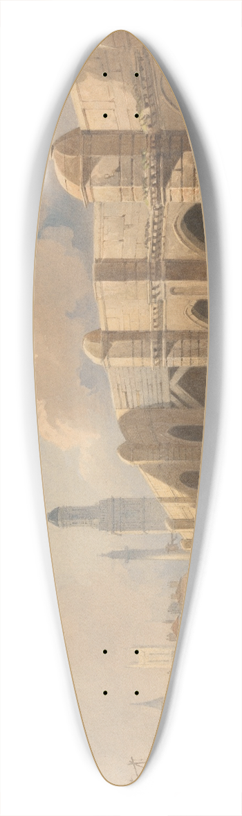 Edward William Cooke - Old and New London Bridge 39.3 inch art pintail longboard deck