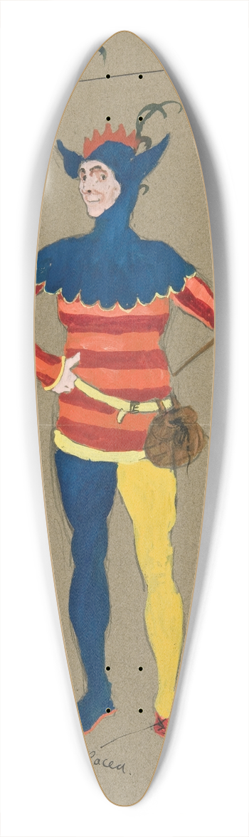 Edwin Austin Abbey - Jester, costume sketch for Henry Irvings Planned Production of King Richard II 39.3 inch art pintail longboard deck