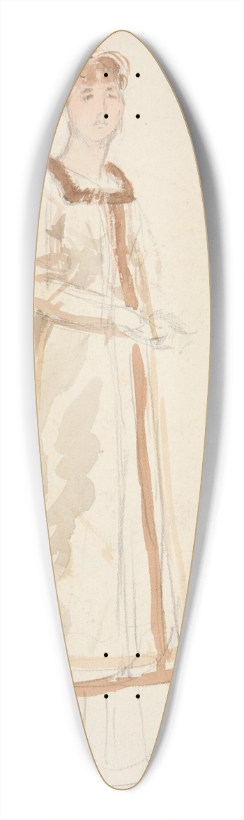 Edwin Austin Abbey - Sketch of a woman  study for a play 39.3 inch art pintail longboard deck