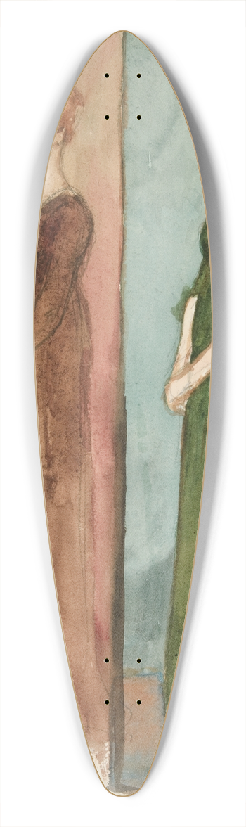 Edwin Austin Abbey - Two sketches of a woman (dressed in red, in green)  costume studies for a play 39.3 inch art pintail longboard deck