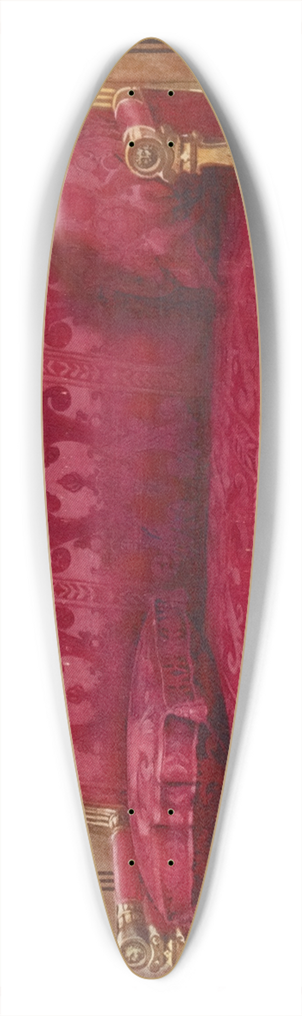 Edwin Foley - Carved gilt couch covered in rose brocade de Lyons 39.3 inch art pintail longboard deck