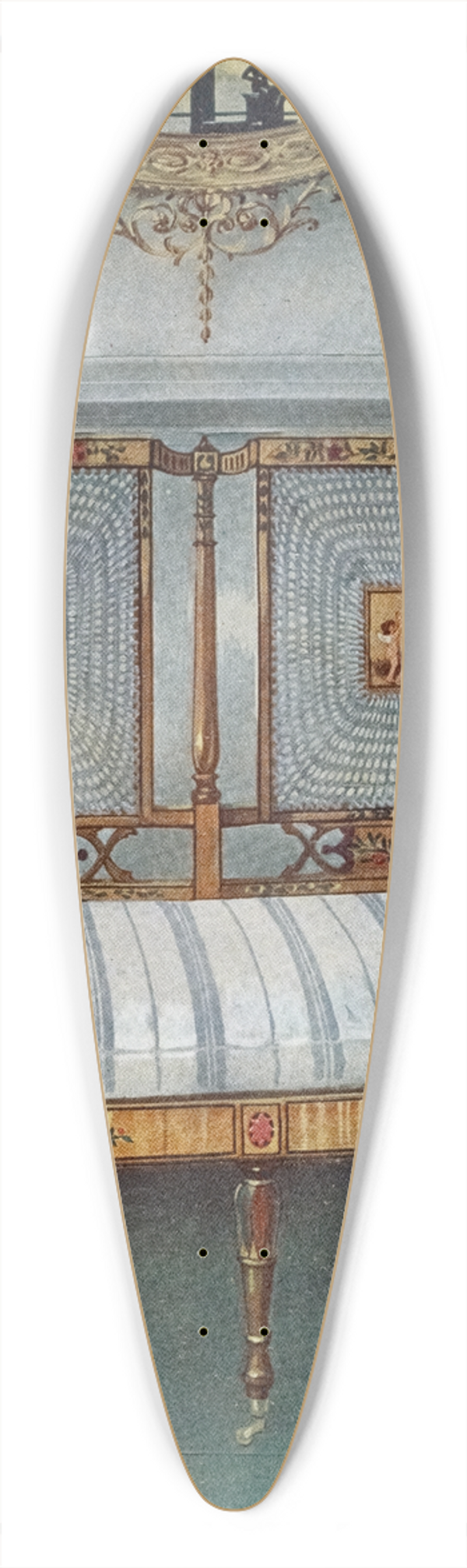 Edwin Foley - Painted caned satin 39.3 inch art pintail longboard deck