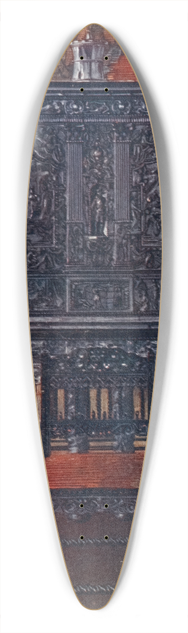 Edwin Foley - The Rubens cabinetof ebony carved. Interior fittings inlaid and columns of tortoiseshell 39.3 inch art pintail longboard deck