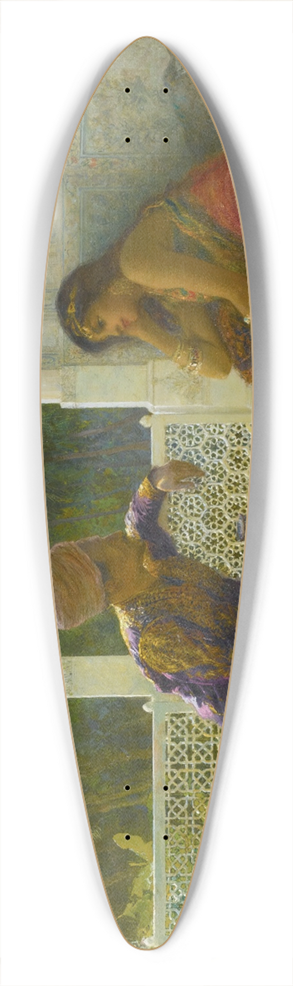 Edwin Lord Weeks - Figures in an interior with garden of palms beyond 39.3 inch art pintail longboard deck