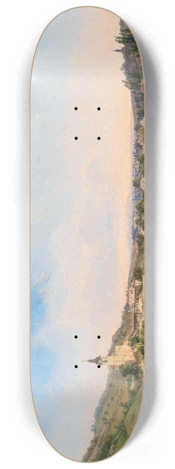 Carl Franz Michael Geyling - A View of the Churches of Kalksburg and Rodaun at Dawn 8.25 inch art skate deck