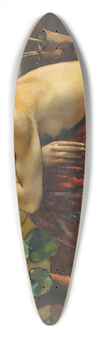 Egge Sturm-Skrla - Sitting nude with red scarf 39.3 inch art pintail longboard deck