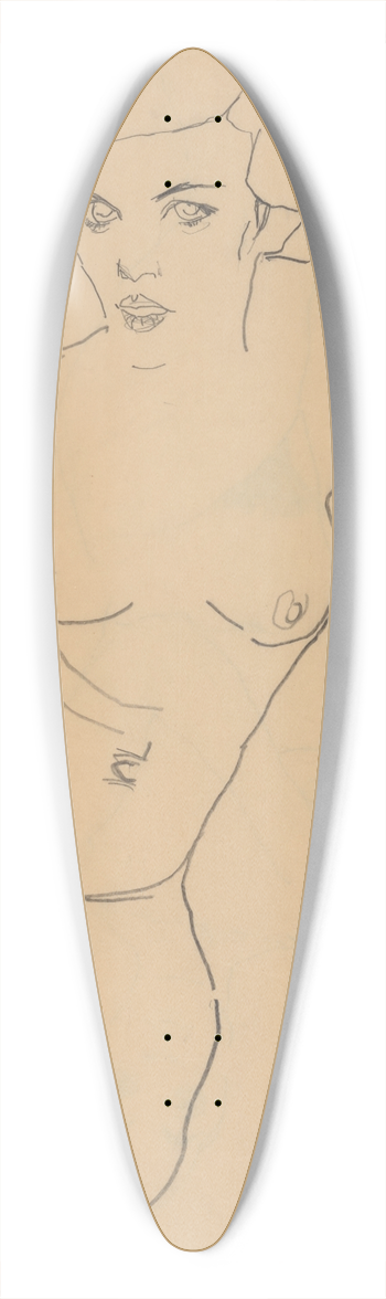 Egon Schiele - Kneeling FemaleNude 39.3 inch art pintail longboard deck