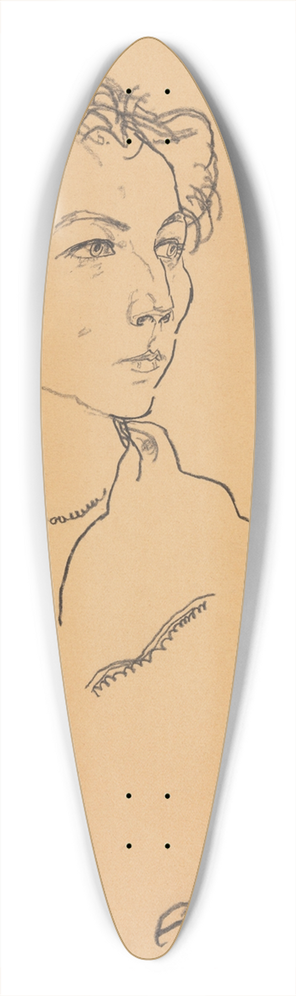 Egon Schiele - Lilly Steiner 39.3 inch art pintail longboard deck