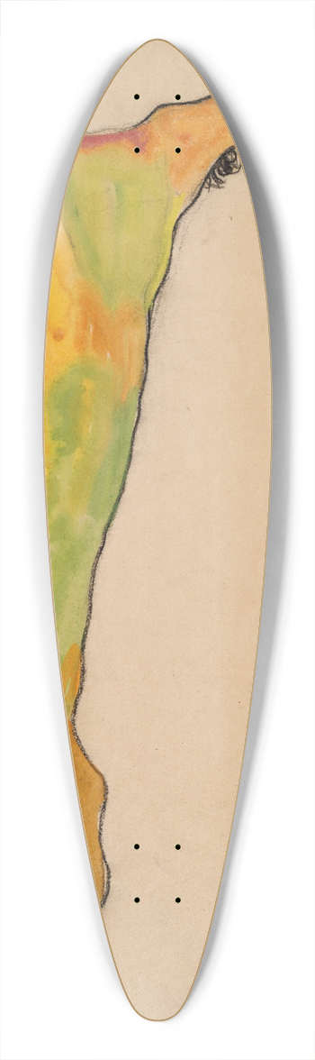 Egon Schiele - Male Nude, Propping Himself Up 39.3 inch art pintail longboard deck