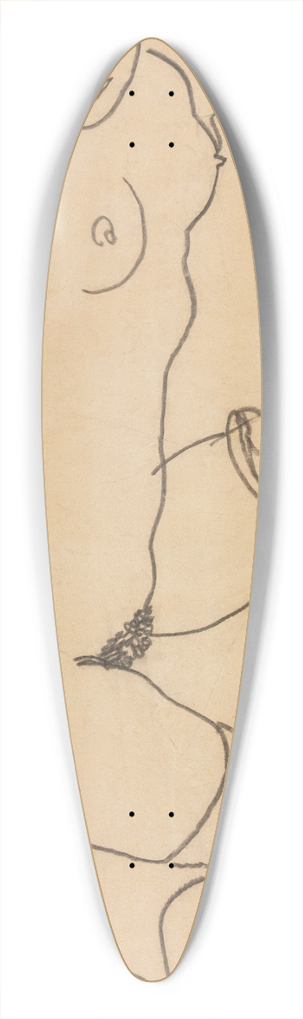 Egon Schiele - Seated Nude in Shoes and Stockings 39.3 inch art pintail longboard deck