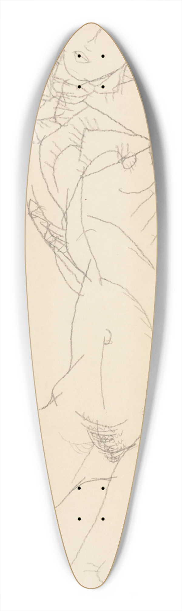 Egon Schiele - Seminude with Arms Raised 39.3 inch art pintail longboard deck