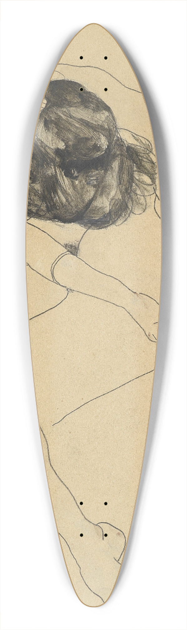 Egon Schiele - Sitzender weiblicher Akt von oben gesehen 39.3 inch art pintail longboard deck