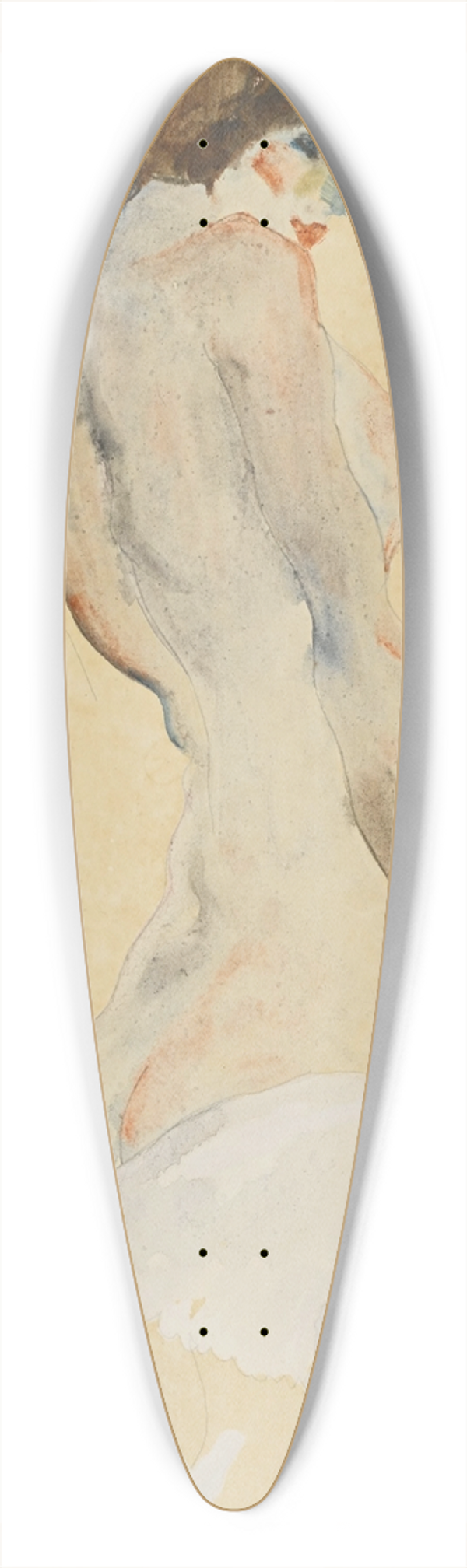 Egon Schiele - Stehender Akt mit weissen Tuch (Standing nude with white drapery) 39.3 inch art pintail longboard deck