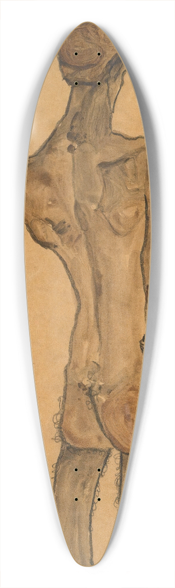 Egon Schiele - Stehender Mnnlicher Rckenakt (Standing Male Nude, Back View) 39.3 inch art pintail longboard deck
