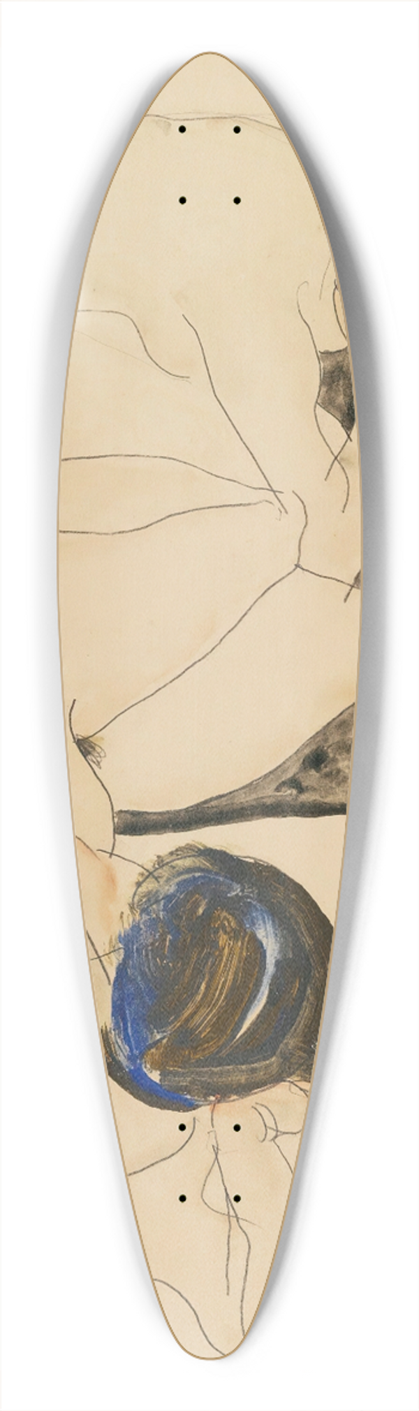 Egon Schiele - Two Reclining Figures 39.3 inch art pintail longboard deck