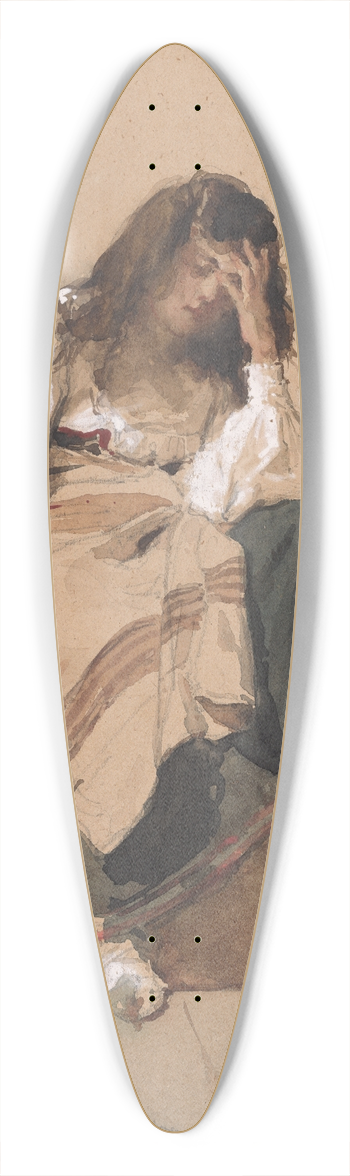 Eleuterio Pagliano - A Seated Peasant Girl In Contemplation 39.3 inch art pintail longboard deck