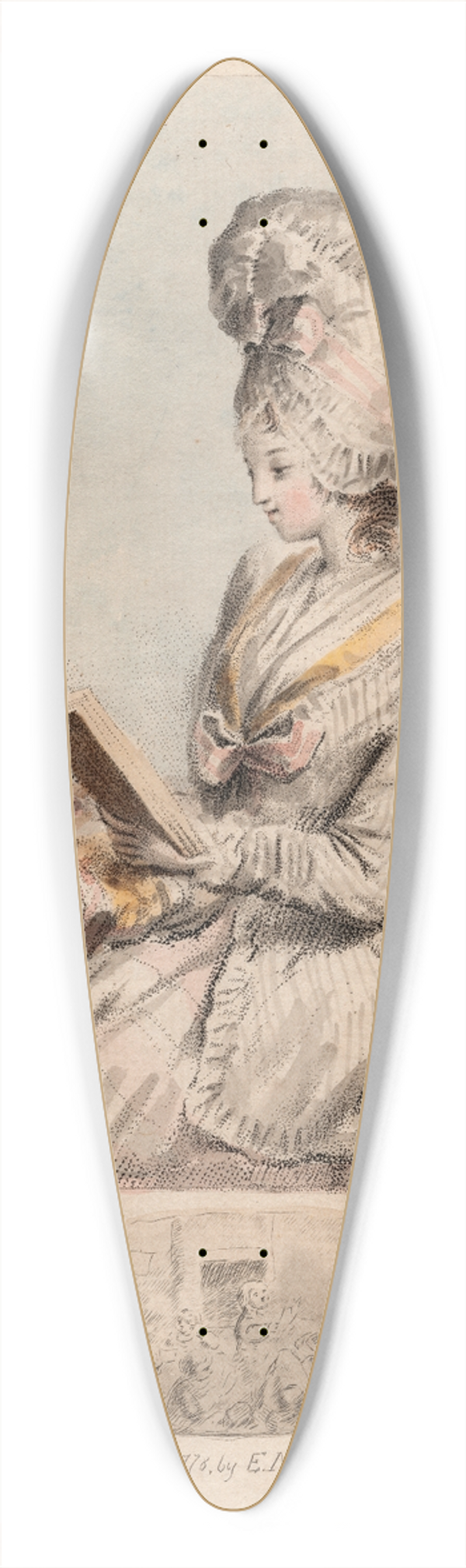 Elias Martin - Young Woman Reading 39.3 inch art pintail longboard deck