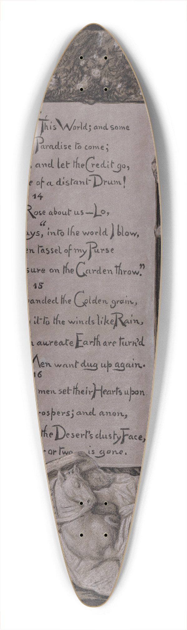 Elihu Vedder - The Blowing Rose 39.3 inch art pintail longboard deck