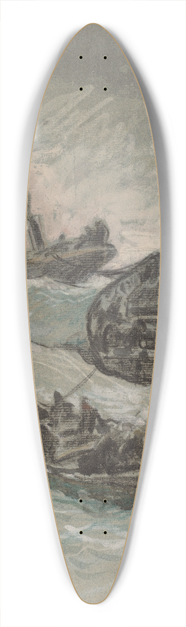 Elihu Vedder - The Shipwreck 39.3 inch art pintail longboard deck