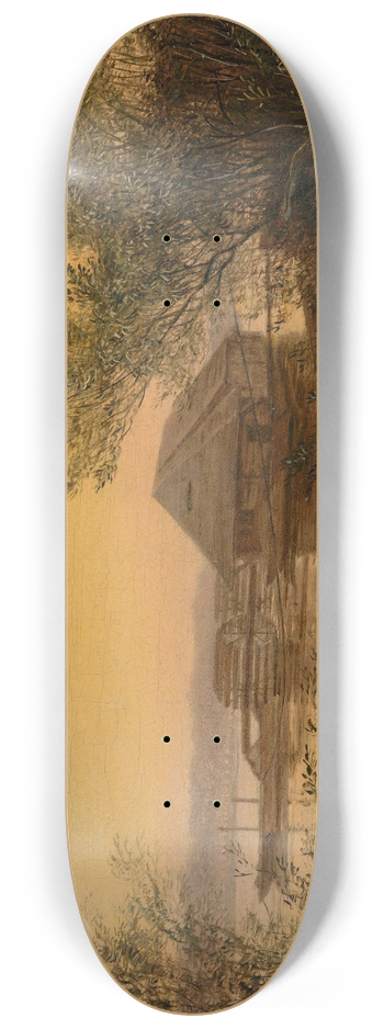 Carl Gustav Carus - Ship mill on the Elbe near Dresden 8.25 inch art skate deck