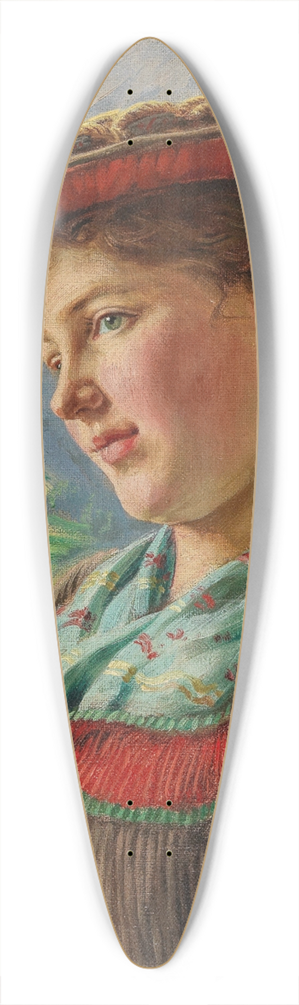 Emil Rau - Girl in a Mountain Setting 39.3 inch art pintail longboard deck