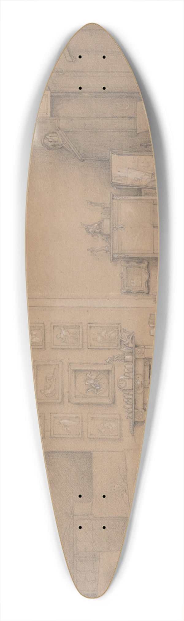 Emily Calmady - Sir Thomas Lawrences Painting Room in 1824 39.3 inch art pintail longboard deck