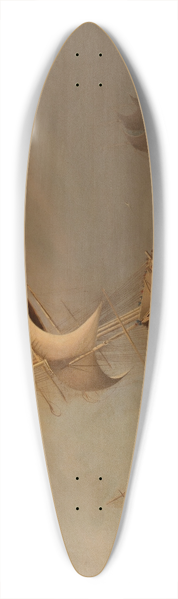 English School - Ships at Sea 39.3 inch art pintail longboard deck