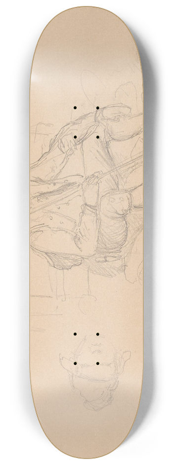 Adolph Tidemand - Male head; seated male figure 8.25 inch art skate deck