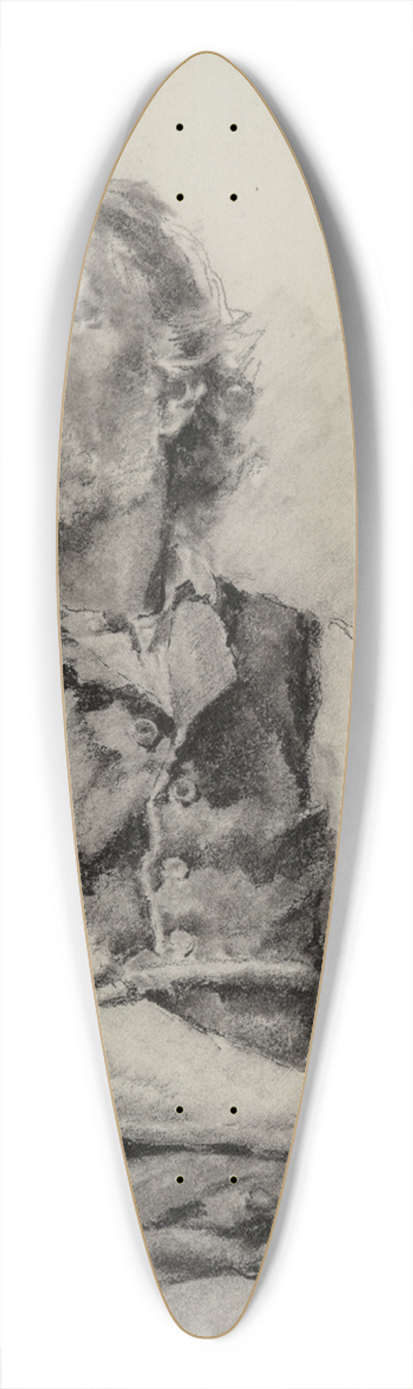 Enrique Serra Auqu - Study of a seated man holding a crucifix 39.3 inch art pintail longboard deck