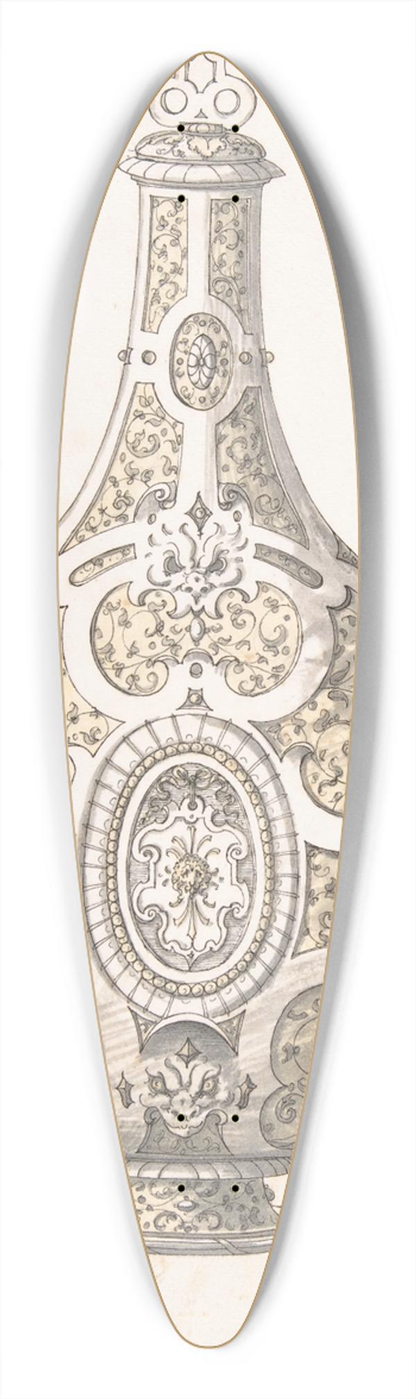 Erasmus Hornick - Design for a Silver- gilt Flask Decorated with Strapwork, Masks, Moresques 39.3 inch art pintail longboard deck