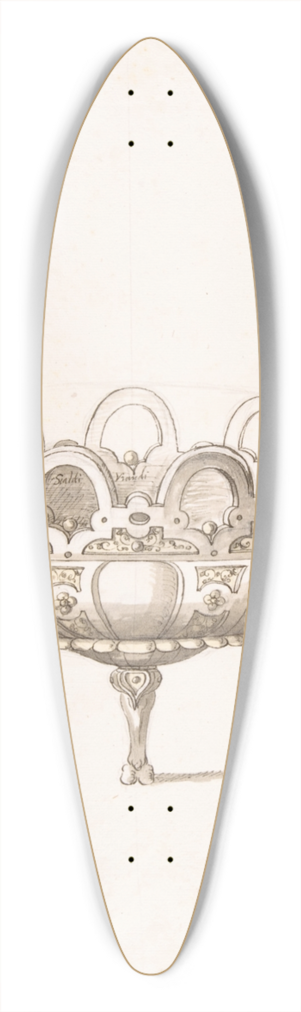 Erasmus Hornick - Design for Shallow Round Dish on Three Legs 39.3 inch art pintail longboard deck