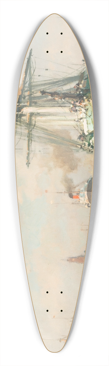 Erich Kips - Ships in Hamburg 39.3 inch art pintail longboard deck